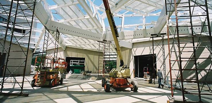 The light-filled central atrium of the Nasher Museum of Art during construction